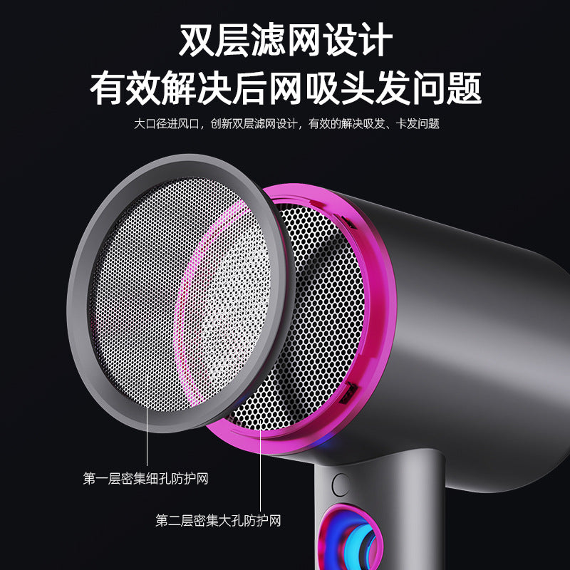 New Hair Dryer Household High-Power Temperature Display Hair Dryer Hot And Cold Air 6-Speed Negative Ion